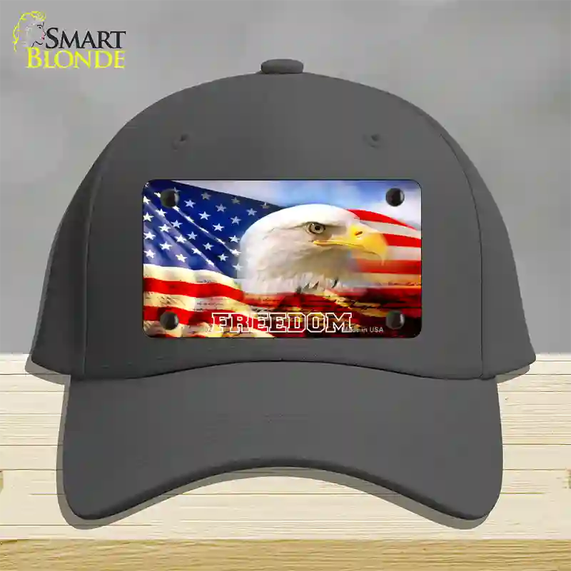 Freedom Bald Eagle Novelty License Plate Hat Cotton / Charcoal