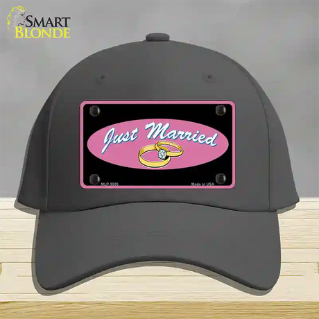 Just Married Novelty License Plate Hat Cotton / Charcoal