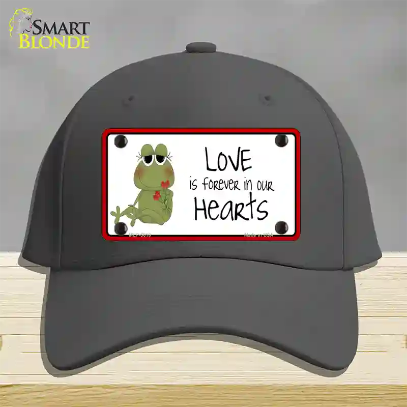 Love In Our Hearts Frog Novelty License Plate Hat Cotton / Charcoal