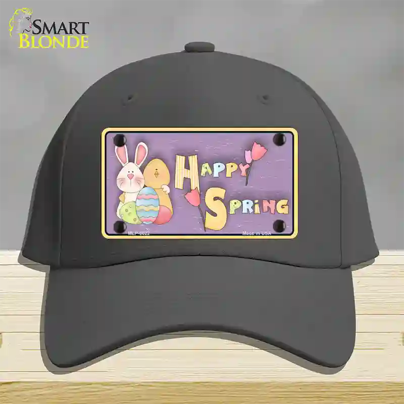 Happy Spring Yellow Novelty License Plate Hat Cotton / Charcoal