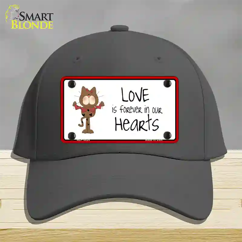 Love In Our Hearts Cat Novelty License Plate Hat Cotton / Charcoal