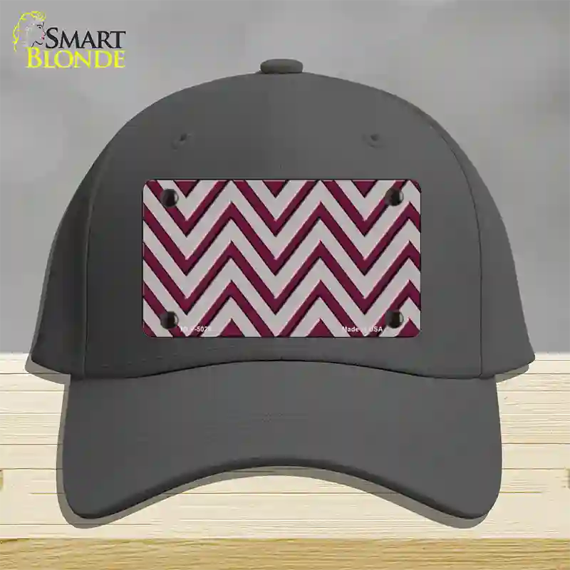 Maroon Grey Chevron Novelty License Plate Hat Cotton / Charcoal