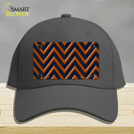 Orange Navy Blue Chevron Novelty License Plate Hat Cotton / Charcoal