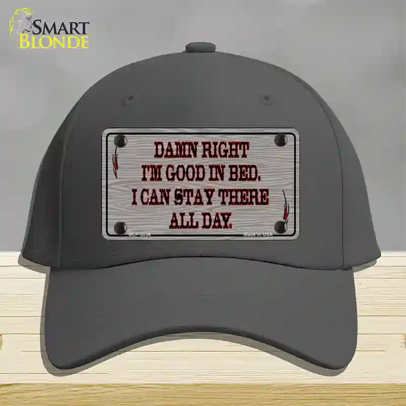 Im Good In Bed Novelty License Plate Hat Cotton / Charcoal