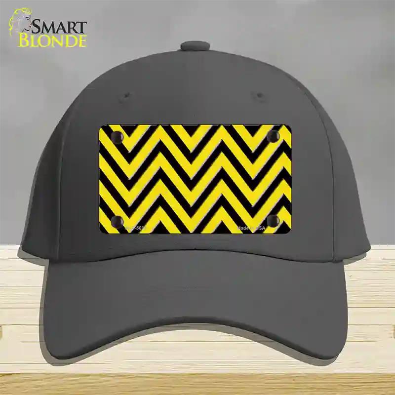 Yellow Black Chevron Novelty License Plate Hat Cotton / Charcoal