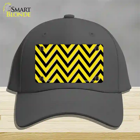 Yellow Black Chevron Novelty License Plate Hat Cotton / Charcoal