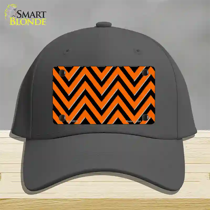 Orange Black Chevron Novelty License Plate Hat Cotton / Charcoal