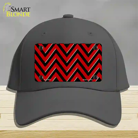 Red Black Chevron Novelty License Plate Hat Cotton / Charcoal