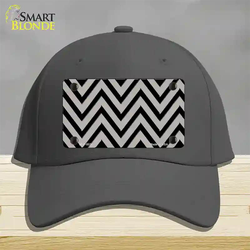 Grey Black Chevron Novelty License Plate Hat Cotton / Charcoal