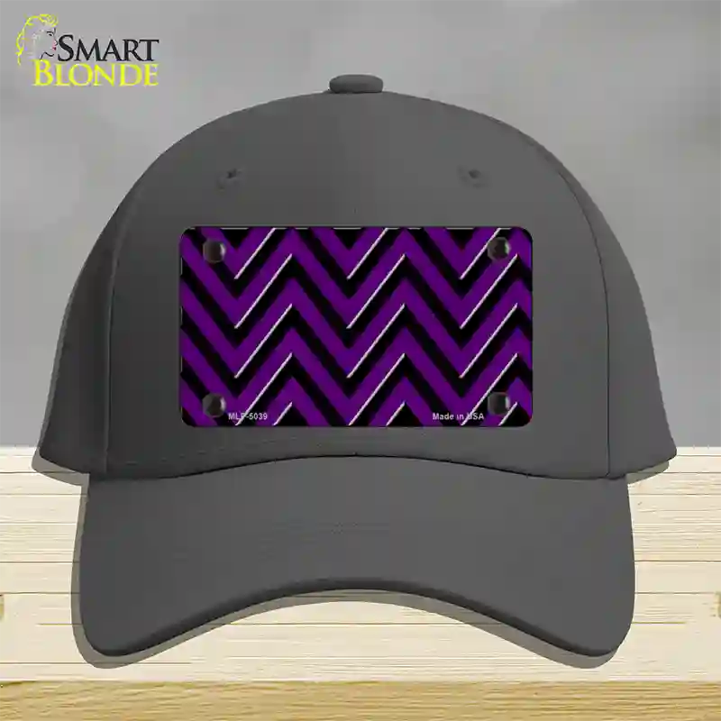 Purple Black Chevron Novelty License Plate Hat Cotton / Charcoal