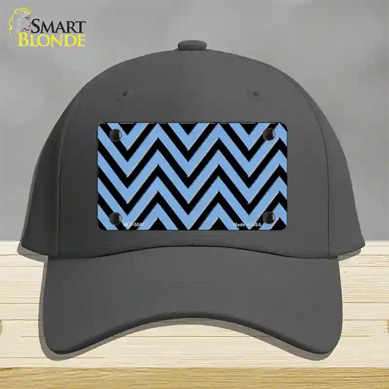 Light Blue Black Chevron Novelty License Plate Hat Cotton / Charcoal