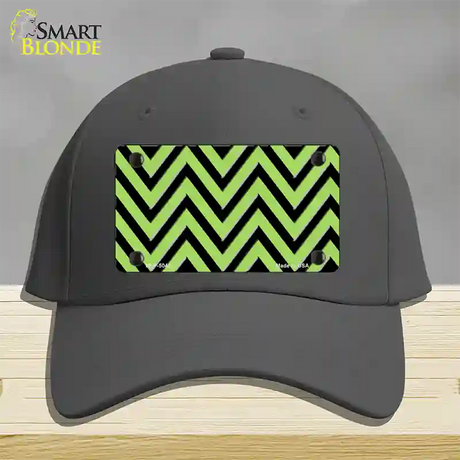 Lime Green Black Chevron Novelty License Plate Hat Cotton / Charcoal