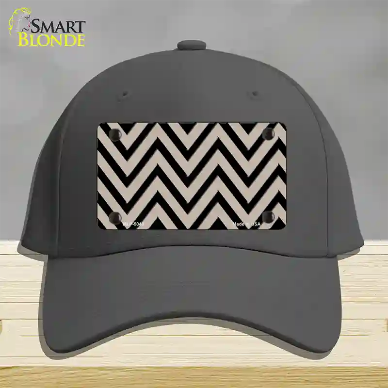 Tan Black Chevron Novelty License Plate Hat Cotton / Charcoal