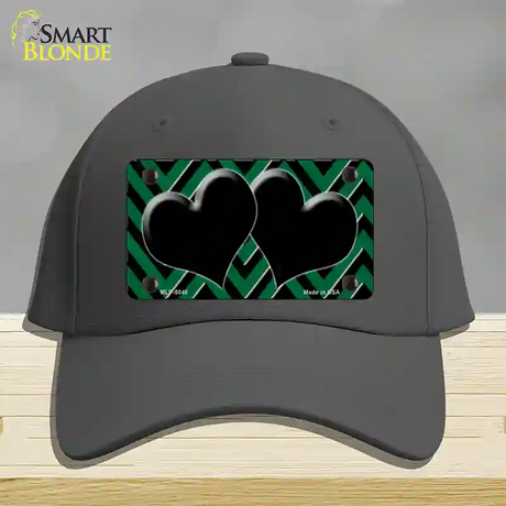 Green Black Chevon Hearts Novelty License Plate Hat Cotton / Charcoal