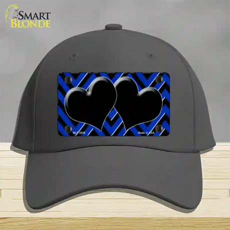 Blue Black Chevon Hearts Novelty License Plate Hat Cotton / Charcoal