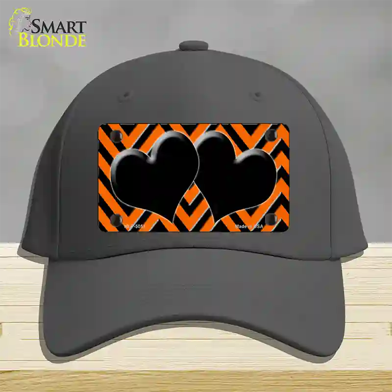 Orange Black Chevon Hearts Novelty License Plate Hat Cotton / Charcoal