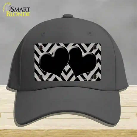 Grey Black Chevon Hearts Novelty License Plate Hat Cotton / Charcoal