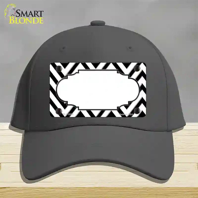 White Black Chevron Scallop Novelty License Plate Hat Cotton / Charcoal