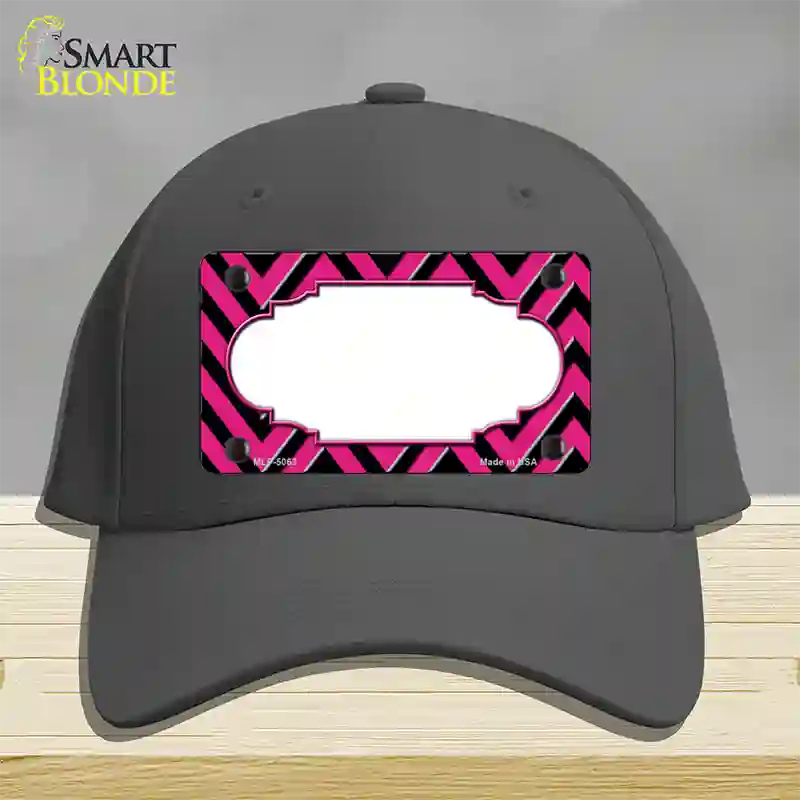 Pink Black Chevron Scallop Novelty License Plate Hat Cotton / Charcoal