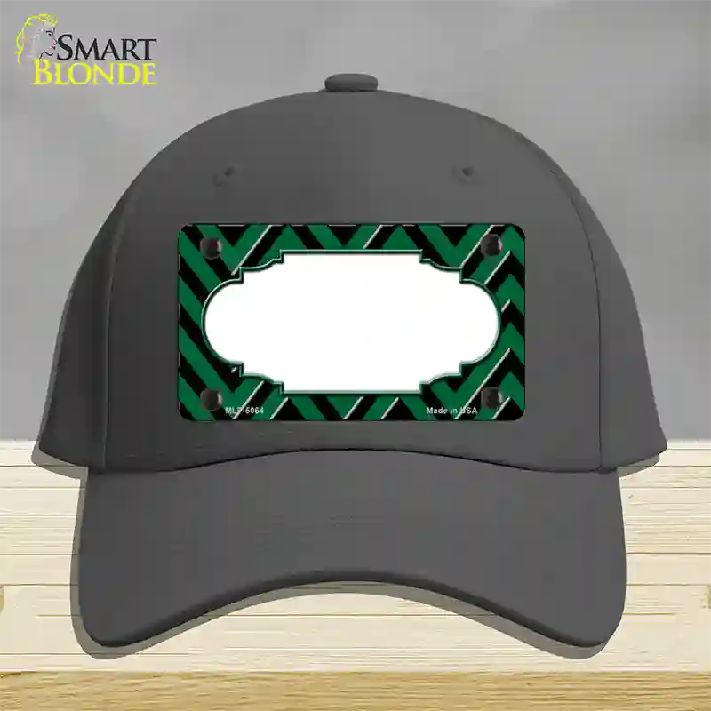 Green Black Chevron Scallop Novelty License Plate Hat Cotton / Charcoal