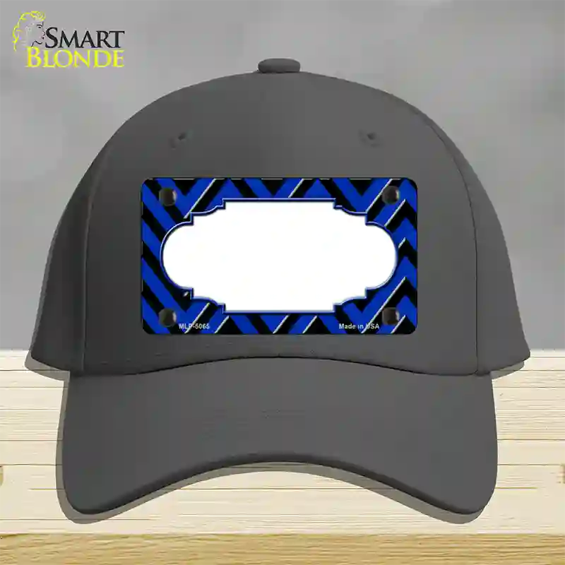 Blue Black Chevron Scallop Novelty License Plate Hat Cotton / Charcoal