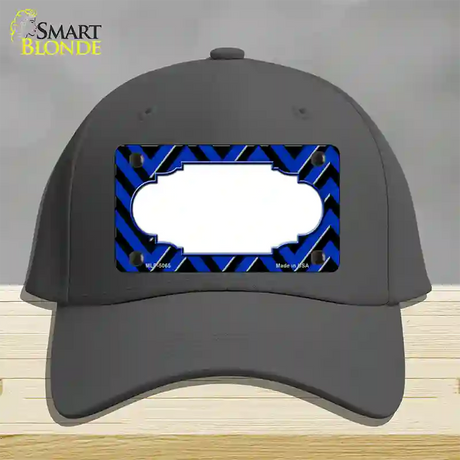 Blue Black Chevron Scallop Novelty License Plate Hat Cotton / Charcoal