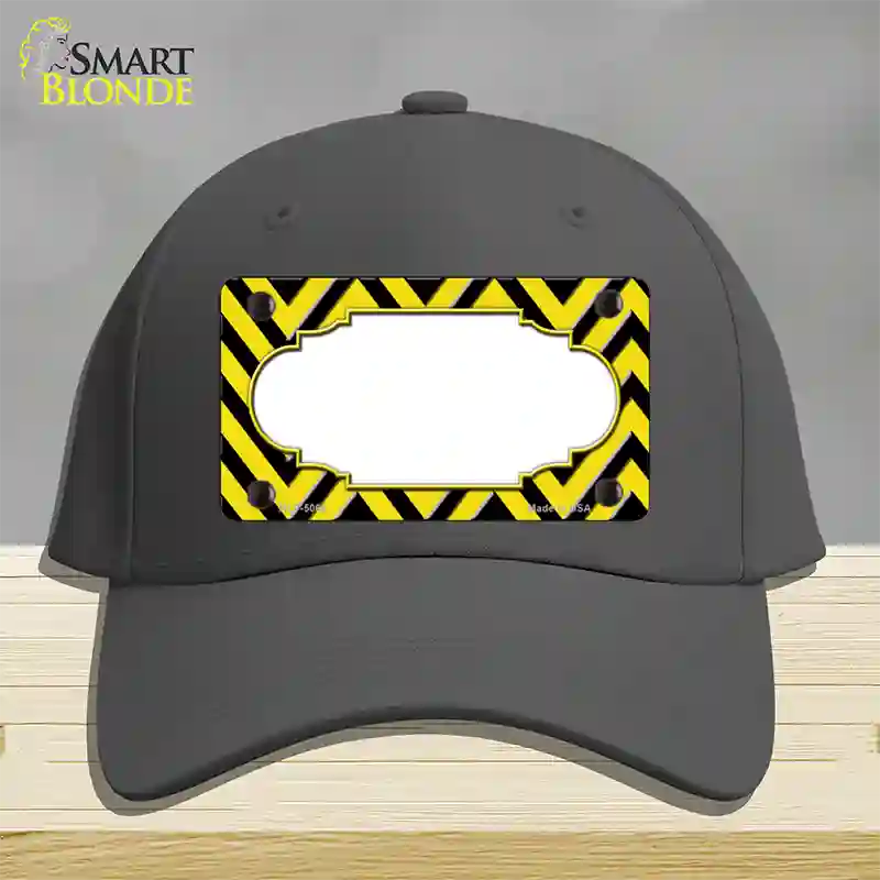 Yellow Black Chevron Scallop Novelty License Plate Hat Cotton / Charcoal