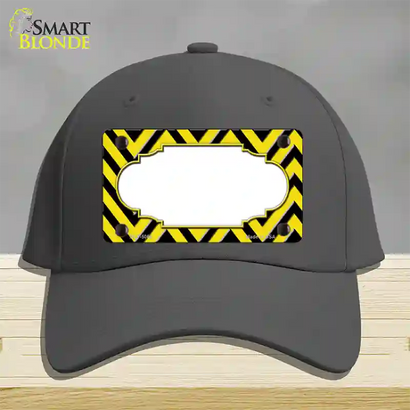 Yellow Black Chevron Scallop Novelty License Plate Hat Cotton / Charcoal