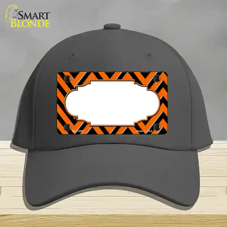 Orange Black Chevron Scallop Novelty License Plate Hat Cotton / Charcoal