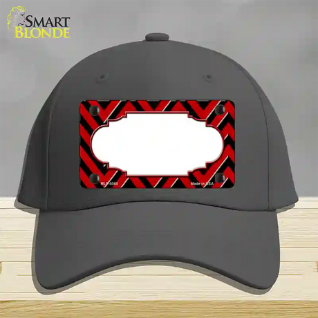 Red Black Chevron Scallop Novelty License Plate Hat Cotton / Charcoal