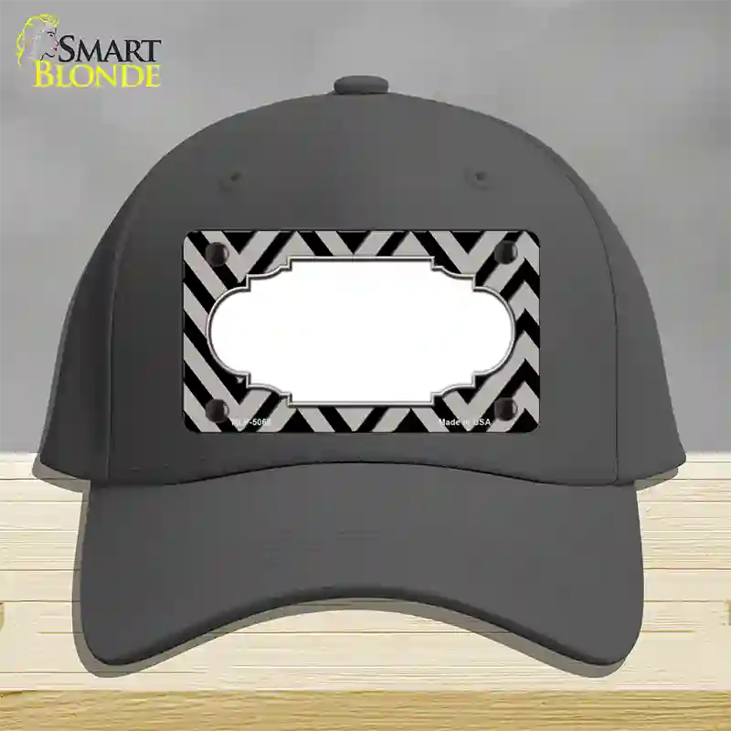 Grey Black Chevron Scallop Novelty License Plate Hat Cotton / Charcoal