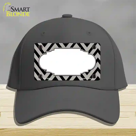 Grey Black Chevron Scallop Novelty License Plate Hat Cotton / Charcoal