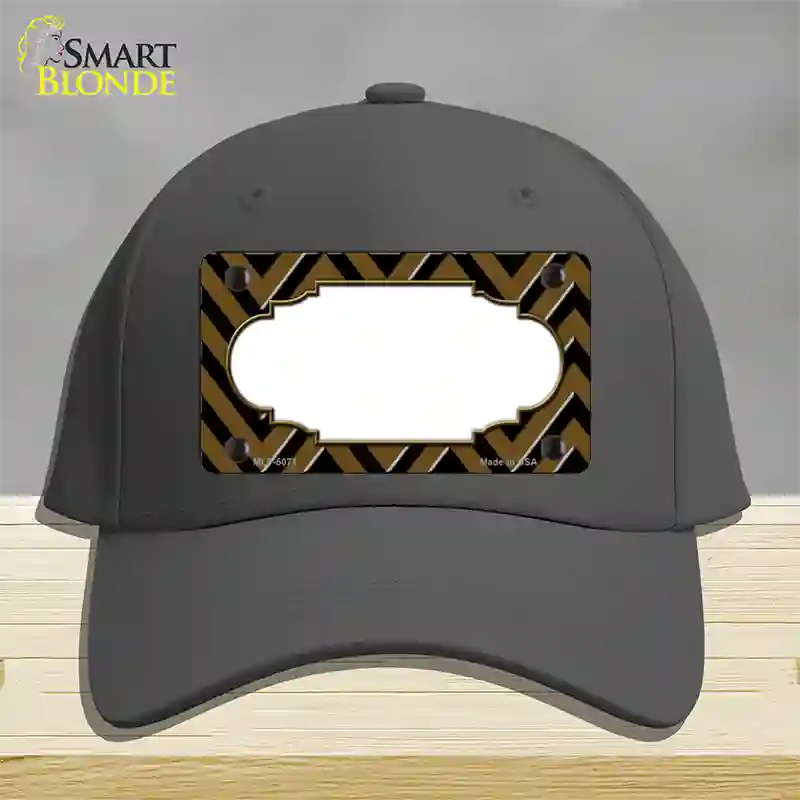 Brown Black Chevron Scallop Novelty License Plate Hat Cotton / Charcoal