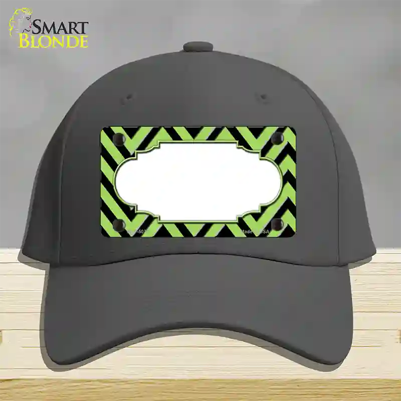 Lime Green Black Chevron Scallop Novelty License Plate Hat Cotton / Charcoal