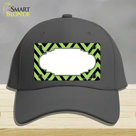 Lime Green Black Chevron Scallop Novelty License Plate Hat Cotton / Charcoal