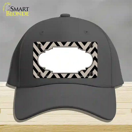 Tan Black Chevron Scallop Novelty License Plate Hat Cotton / Charcoal