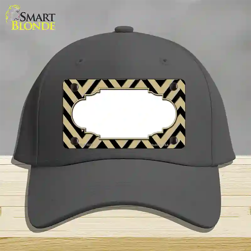 Gold Black Chevron Scallop Novelty License Plate Hat Cotton / Charcoal