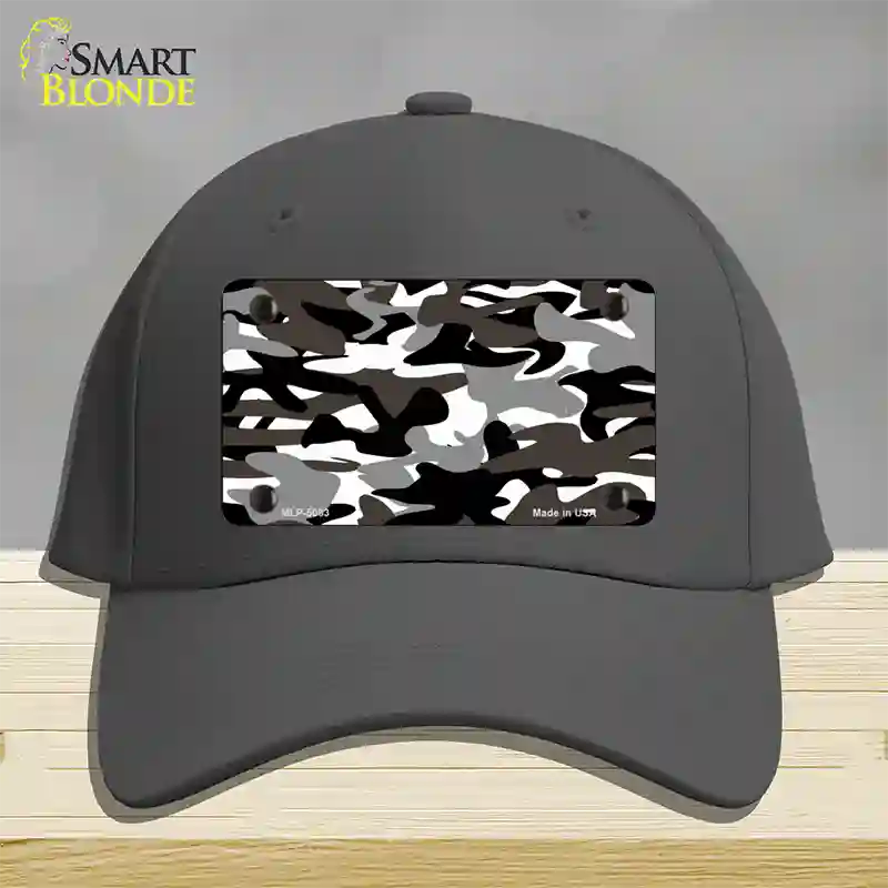 Black And White Camouflage Novelty License Plate Hat Cotton / Charcoal