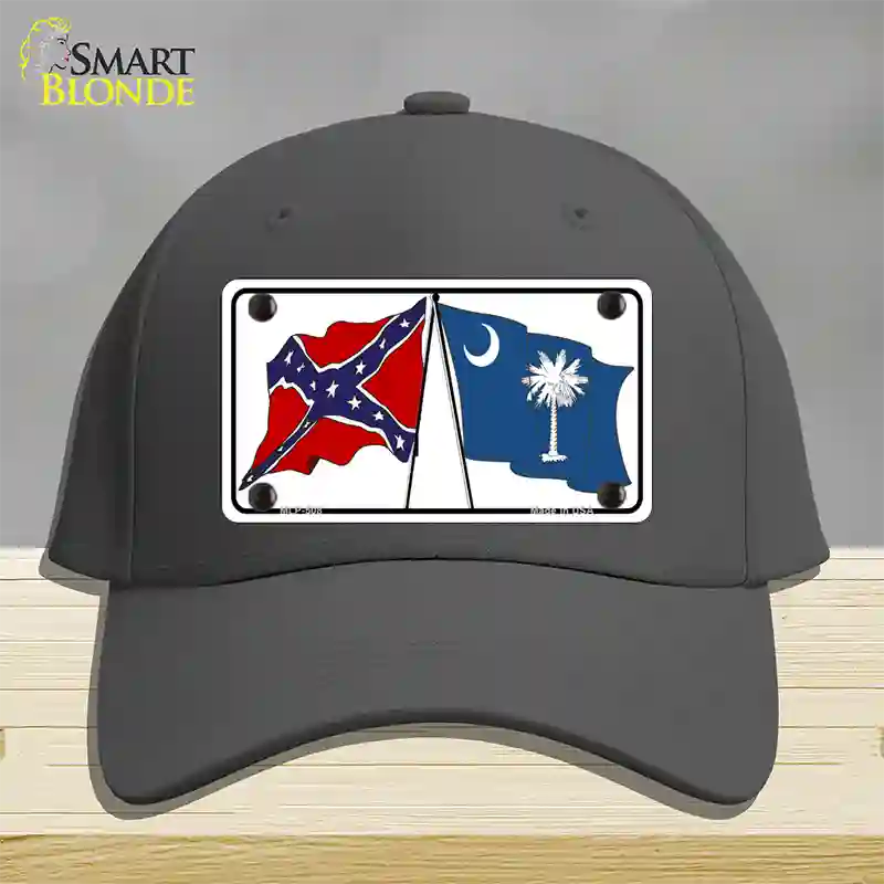 Confederate South Carolina State Flag Novelty License Plate Hat Cotton / Charcoal