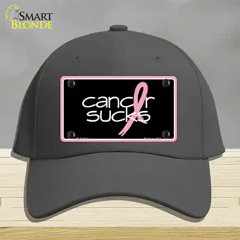 Cancer Sucks Novelty License Plate Hat Cotton / Charcoal