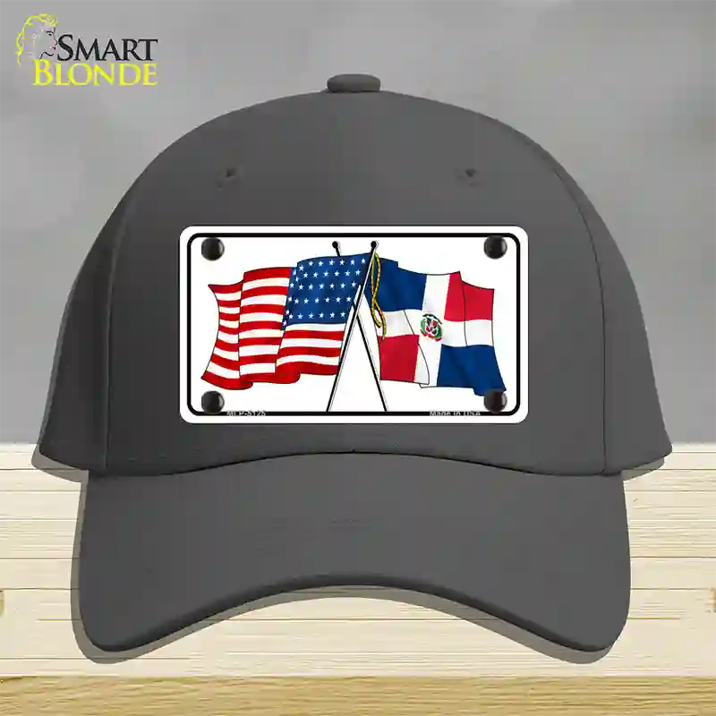 United States Dominican Republic Crossed Flags Novelty License Plate Hat Sign Cotton / Charcoal