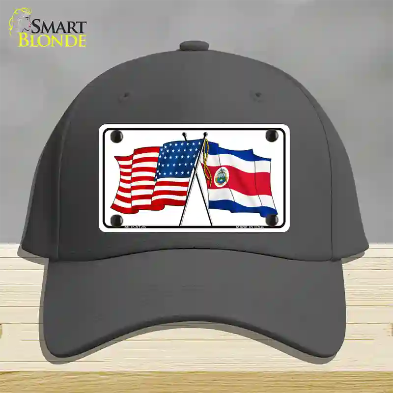 United States Costa Rica Crossed Flags Novelty License Plate Hat Sign Cotton / Charcoal