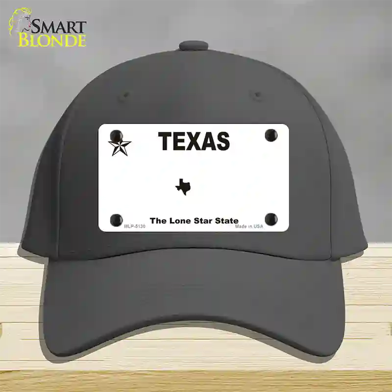 Texas White Blank Novelty License Plate Hat Cotton / Charcoal