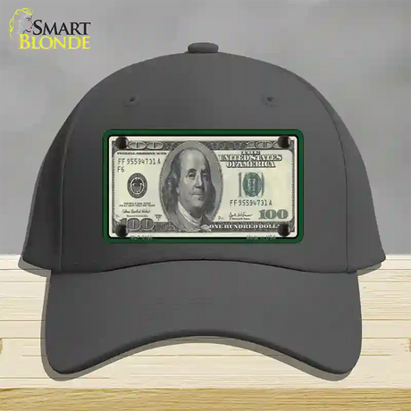 $100 Bill Novelty License Plate Hat Cotton / Charcoal