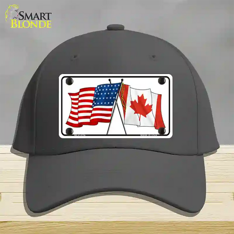 United States Canadian Flag Novelty License Plate Hat Cotton / Charcoal