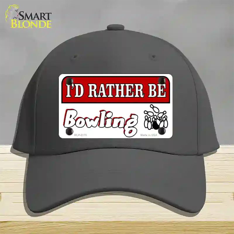 Rather Be Bowling Novelty License Plate Hat Cotton / Charcoal