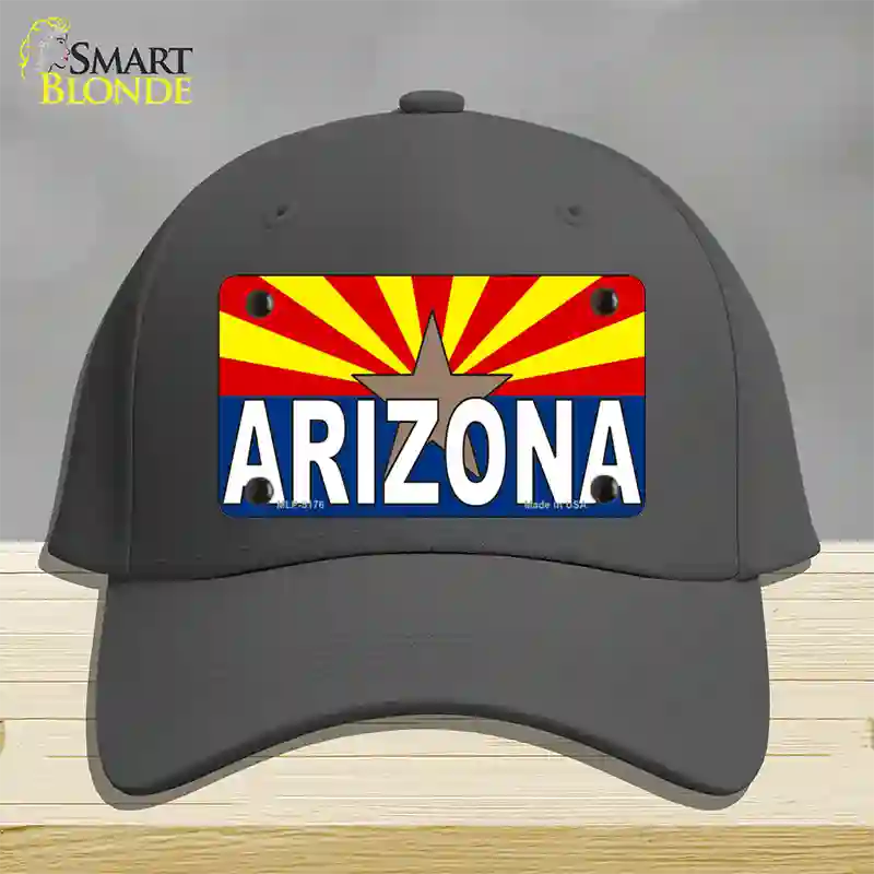 Arizona Flag White Arizona Novelty License Plate Hat Sign Cotton / Charcoal