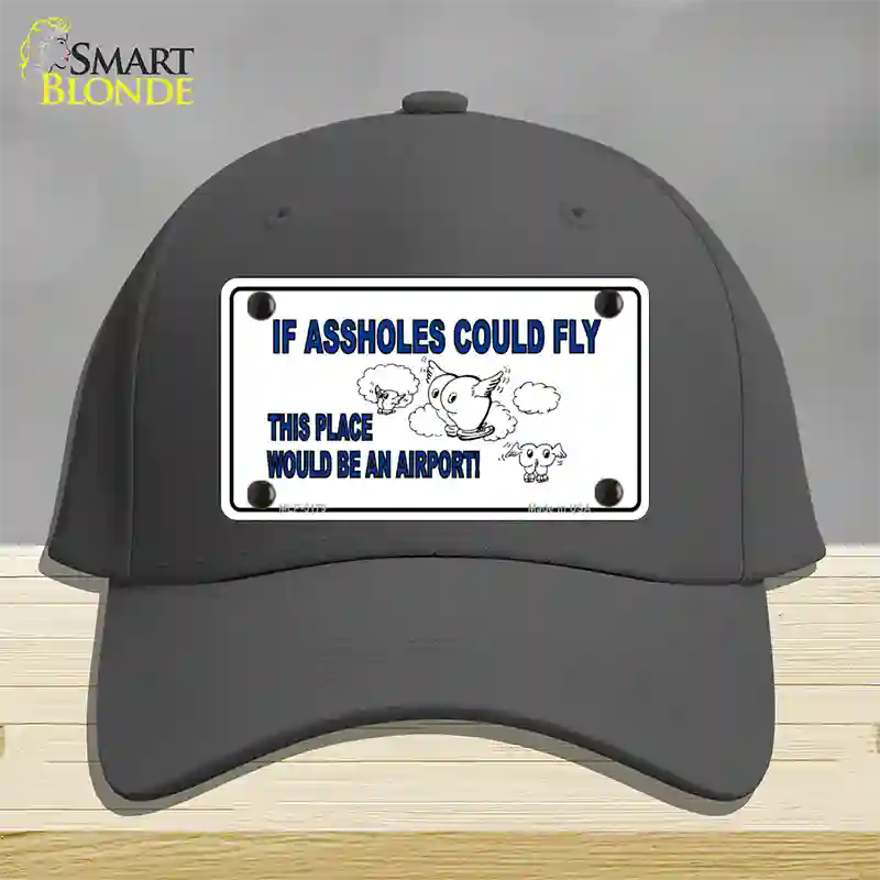 If Assholes Could Fly Novelty License Plate Hat Cotton / Charcoal