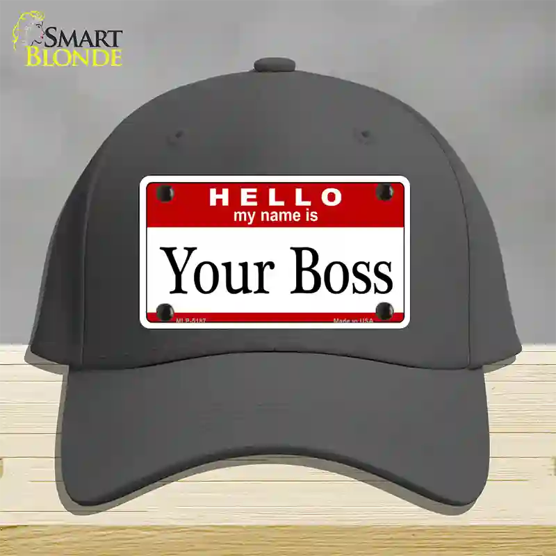 Your Boss Novelty License Plate Hat Cotton / Charcoal