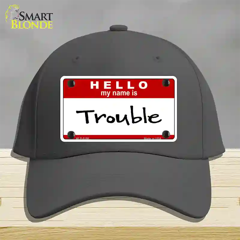 Trouble Novelty License Plate Hat Cotton / Charcoal